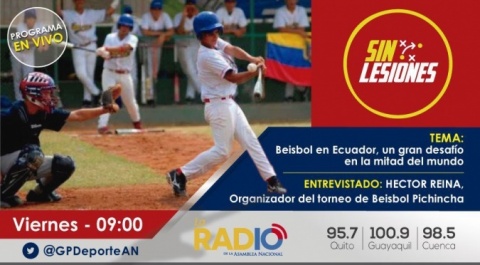 Programa Nro. 18 de #SinLesiones. Esta vez hablamos del béisbol que en la ciudad capital abre nuevos espacios de recreación y amistad entre ecuatorianos y venezolanos. 